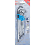 BGS Winkelschlüssel-Satz | extra lang | T-Profil (für Torx) mit Bohrung T10 - T50 | 9-tlg.