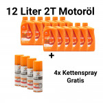12 x 1 Liter Repsol Motorrad Motoröl SMARTER Synthetic 2T + 4x Repsol Qualifier Moto Chain 400 ml gratis