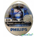 Philips H4 12V 60/55W P43t BlueVision Ultra 2st.+ 2xW5W