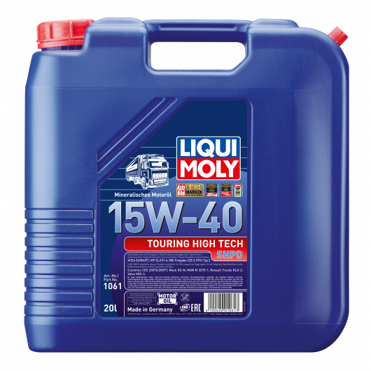 Liqui Moly Touring High Tech SHPD-Motoröl 15W-40 mineralisches NFZ Nutzfahrzeug Diesel Motoröl 20Liter Kanister