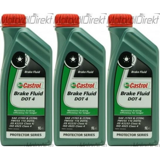 Castrol Brake Fluid DOT 4 Bremsflüssigkeit 3x 1l = 3 Liter