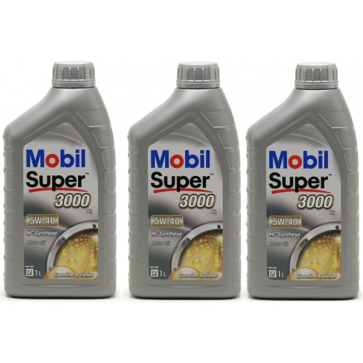 Mobil Super 3000 X1 5W-40 Motoröl 3x 1l = 3 Liter - SAE 5W-40 - Auto ...