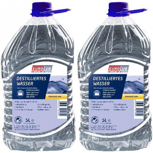 EUROLUB Destilliertes Wasser 2x 5 = 10 Liter - Destilliertes