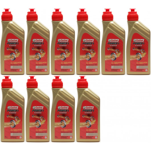 Castrol Power 1 Scooter 2T teilsynthetisches Motorrad Motoröl 10x 1l = 10 Liter