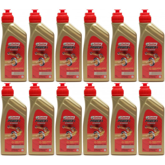 Castrol Power 1 Scooter 2T teilsynthetisches Motorrad Motoröl 12x 1l = 12 Liter