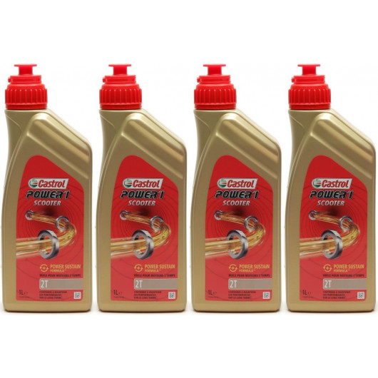 Castrol Power 1 Scooter 2T teilsynthetisches Motorrad Motoröl 4x 1l = 4 Liter