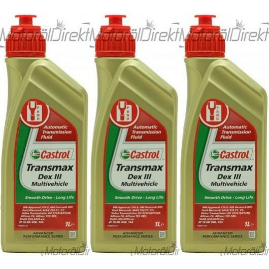Castrol Transmax Dex III Multivehicle Automatik Getriebeöl 3x 1l = 3 Liter