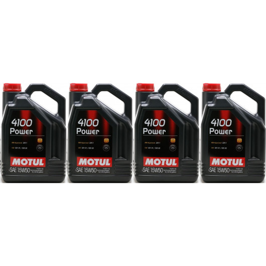 Motul 4100 Power 15W-50 Motoröl 4x 5 = 20 Liter