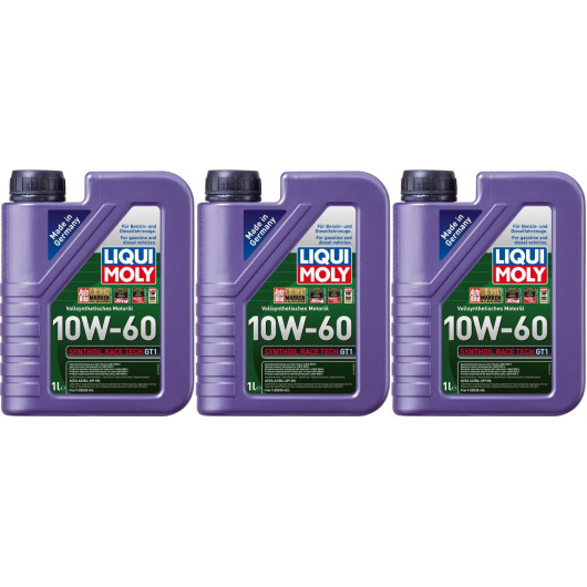 Liqui Moly 1390 Synthoil Race Tech GT1 10W-60 Motoröl 3x 1l = 3 Liter