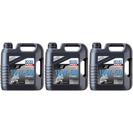 Liqui Moly 1689 Motorbike 4T 15W-50 Street Motorrad Motoröl 3x 4l = 12 Liter