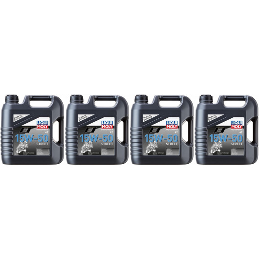 Liqui Moly 1689 Motorbike 4T 15W-50 Street Motorrad Motoröl 4x 4l = 16 Liter