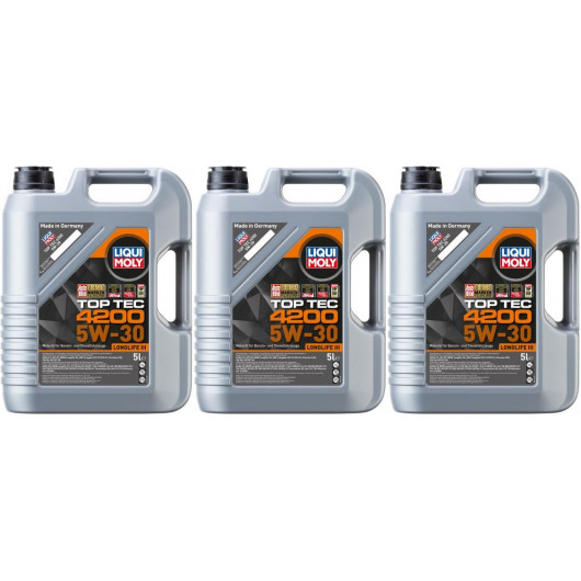 Liqui Moly 3707 5W-30 Top Tec 4200 Longlife III Motoröl 3x 5 = 15 Liter