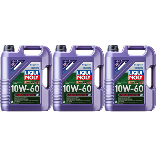 Liqui Moly 1391 Synthoil Race Tech GT1 10W-60 Motoröl 3x 5 = 15 Liter ...