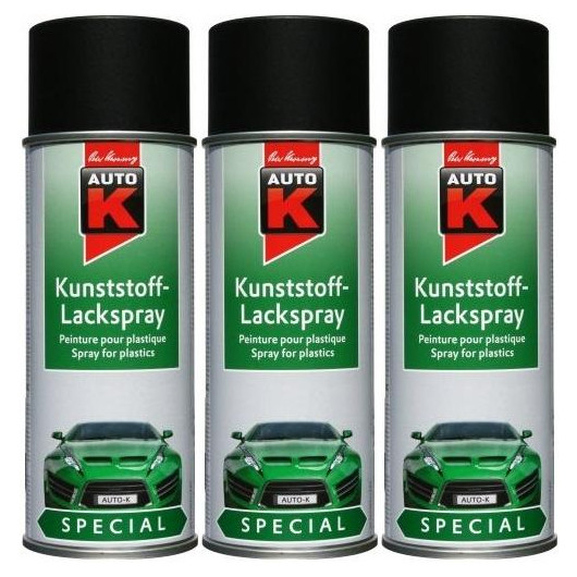 Auto-K Special Kunststoff-Lackspray schwarz, 3x 400 Milliliter