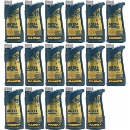 Mannol Kühlerfrostschutz Antifreeze AG13+ -40 Fertigmischung 17x 1l = 17 Liter