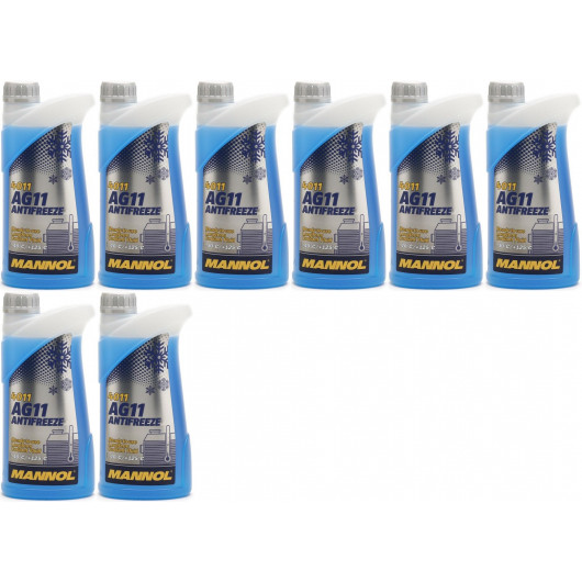 Mannol Kühlerfrostschutz Antifreeze AG11 -40 Fertigmischung 8x 1l = 8 Liter