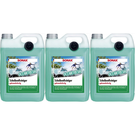 SONAX ScheibenReiniger gebrauchsfertig Ocean-fresh 3x 5 = 15 Liter