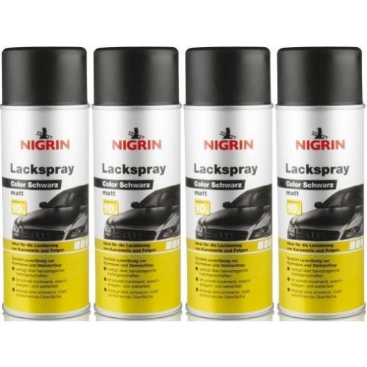 Nigrin Lackspray schwarz matt Spray 4x 400 Milliliter
