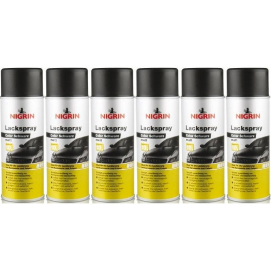 Nigrin Lackspray schwarz matt Spray 6x 400 Milliliter