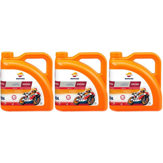 Repsol Motorrad Motoröl MOTO RACING 4T 10W40 3x 4l = 12 Liter - 4T SAE ...