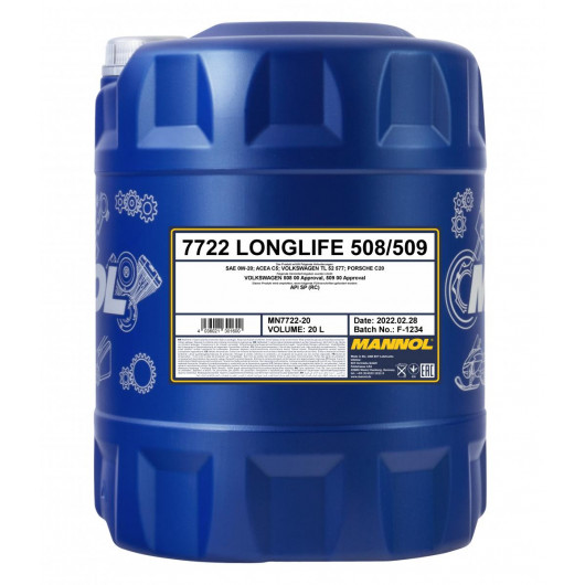 MANNOL 7722 0W-20 Longlife 508.00/ 509.00 Motoröl 20l Kanister