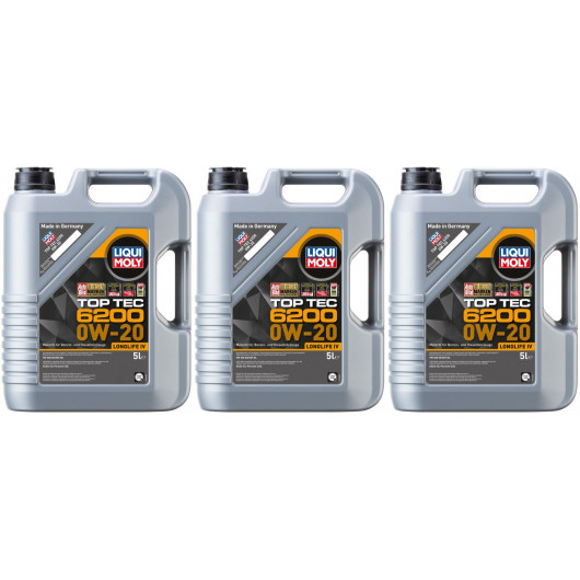 Liqui Moly 20781 Top Tec 6200 0W-20 3x 5 = 15 Liter - MotoroelDirekt.at