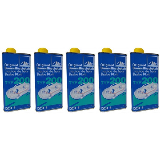 ATE Original Bremsflüssigkeit Typ 200 DOT 4 - 1 Liter 5x 1l = 5 Liter