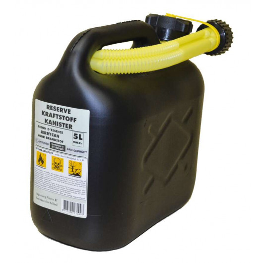 Benzinkanister 5 Liter - UN-geprüft 670 gramm schwarz/Gelb mit