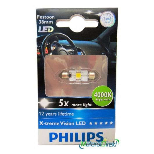 Philips C5W LED Festoon 12V 1W 4000K White Vision 1st.