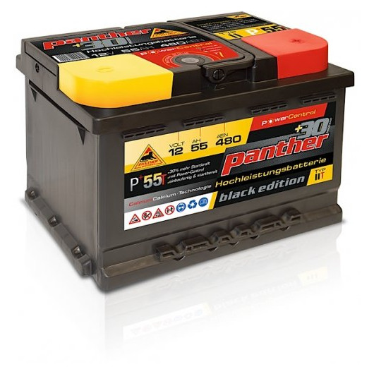 Panther Car +30% A+55 Typ IIT Autobatterie 12V 55Ah 480A