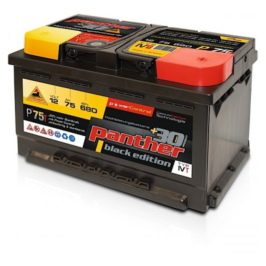 Panther Car +30% A+75 Typ IVT Autobatterie 12V 75Ah 680A 