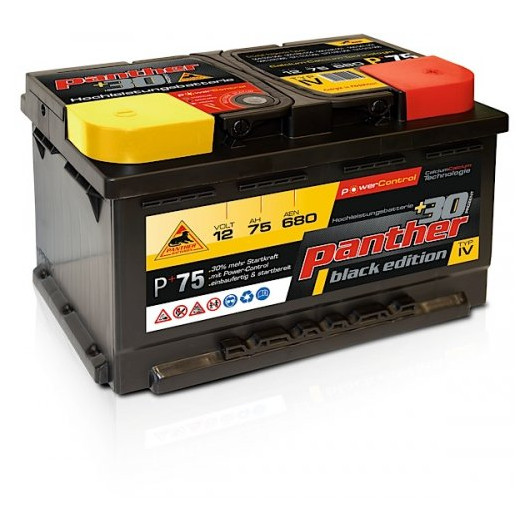 Panther Car +30% A+75 Typ IV Autobatterie 12V 75Ah 680A 