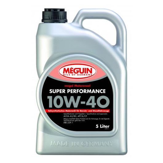 Meguin megol 4365 Diesel & Benziner Motorenoel Super Performance SAE 10W-40 (teilsynth.) 5Liter