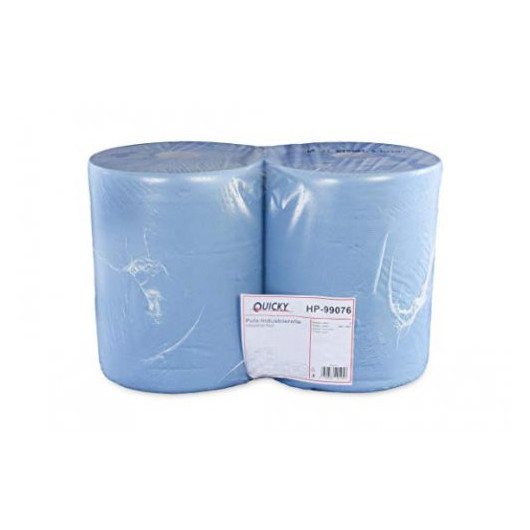 Putzpapier-Rollen, 36cm, 2-lg., blau 1000 Blatt, verklebt, Recyclingpapier 2 Rollen