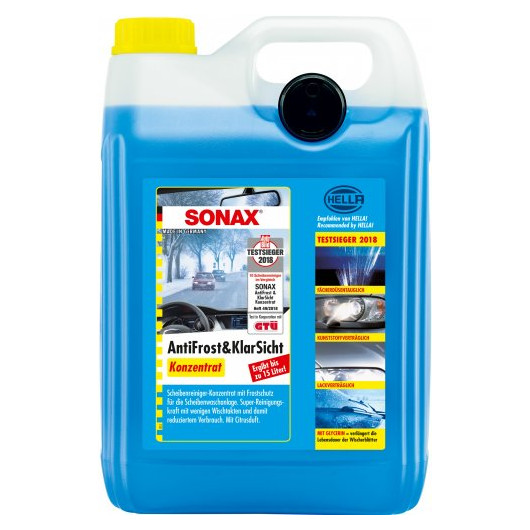 Sonax 03325050 AntiFrost & KlarSicht CLASSIC Citrusduft Konzentrat 5Liter -  Winter Scheibenreiniger mit Frostschutz - Scheibenreiniger - Pflege &  Wartung 