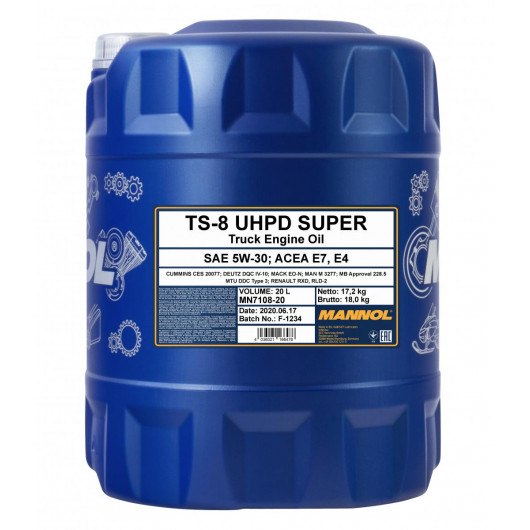 MANNOL TS-8 UHPD Super 5W-30 Motoröl 20l Kanister