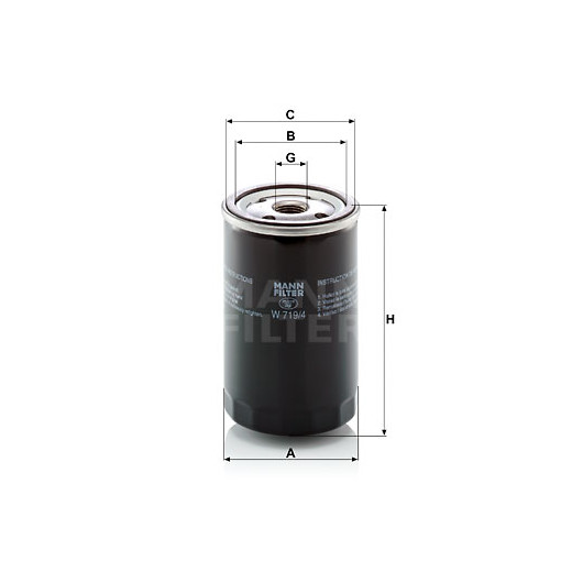 W 719/5 MANN-FILTER Ölfilter 3/4-16 UNF, mit einem Rücklaufsperrventil,  Anschraubfilter