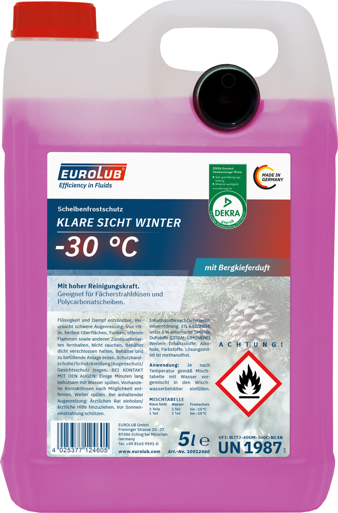 EUROLUB Scheibenfrostschutz Fertigmischung -30°C Bergkieferduft 5l