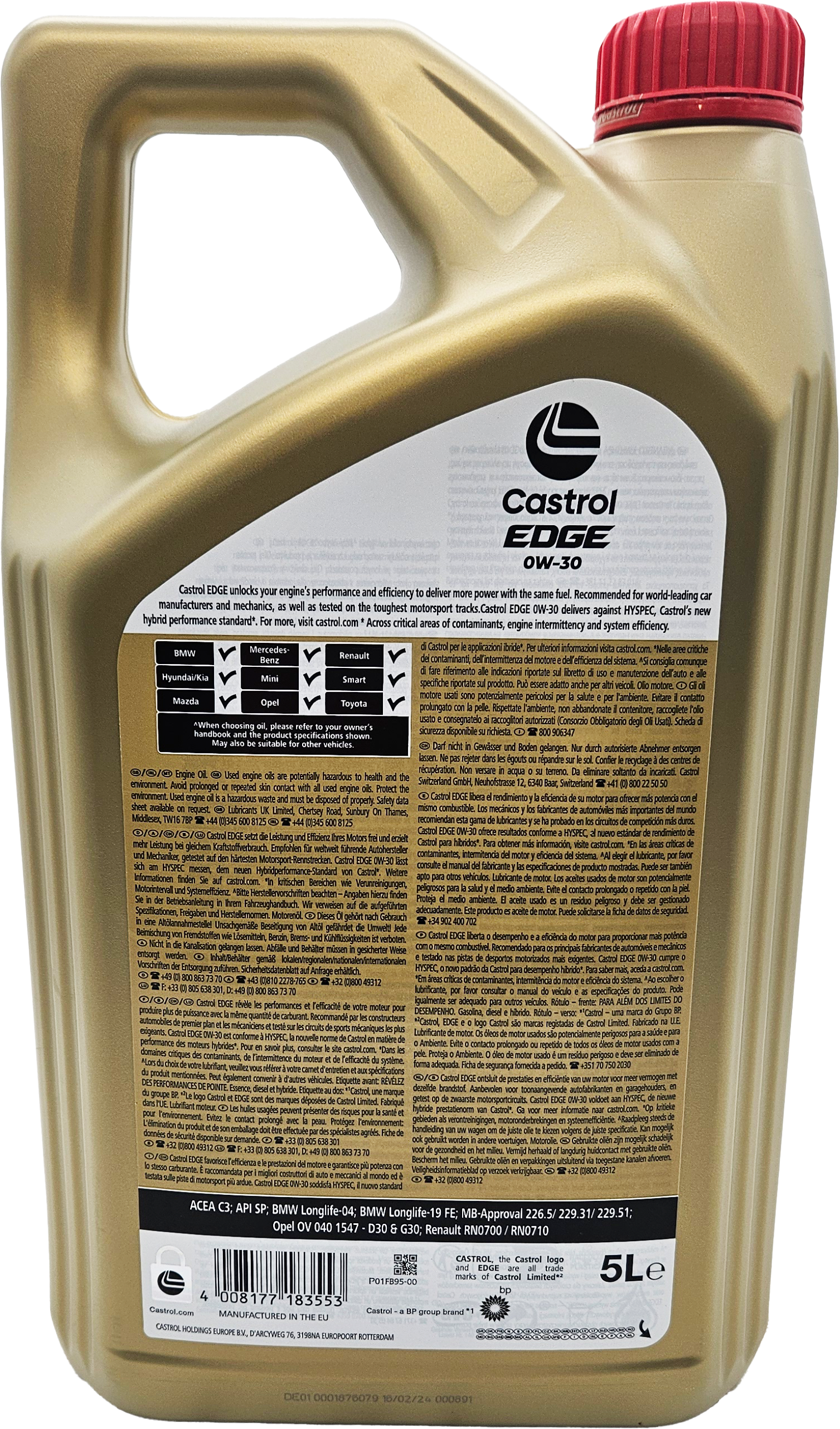 Castrol Edge 0W-30 Motoröl 5l Kanister (ex. FST)