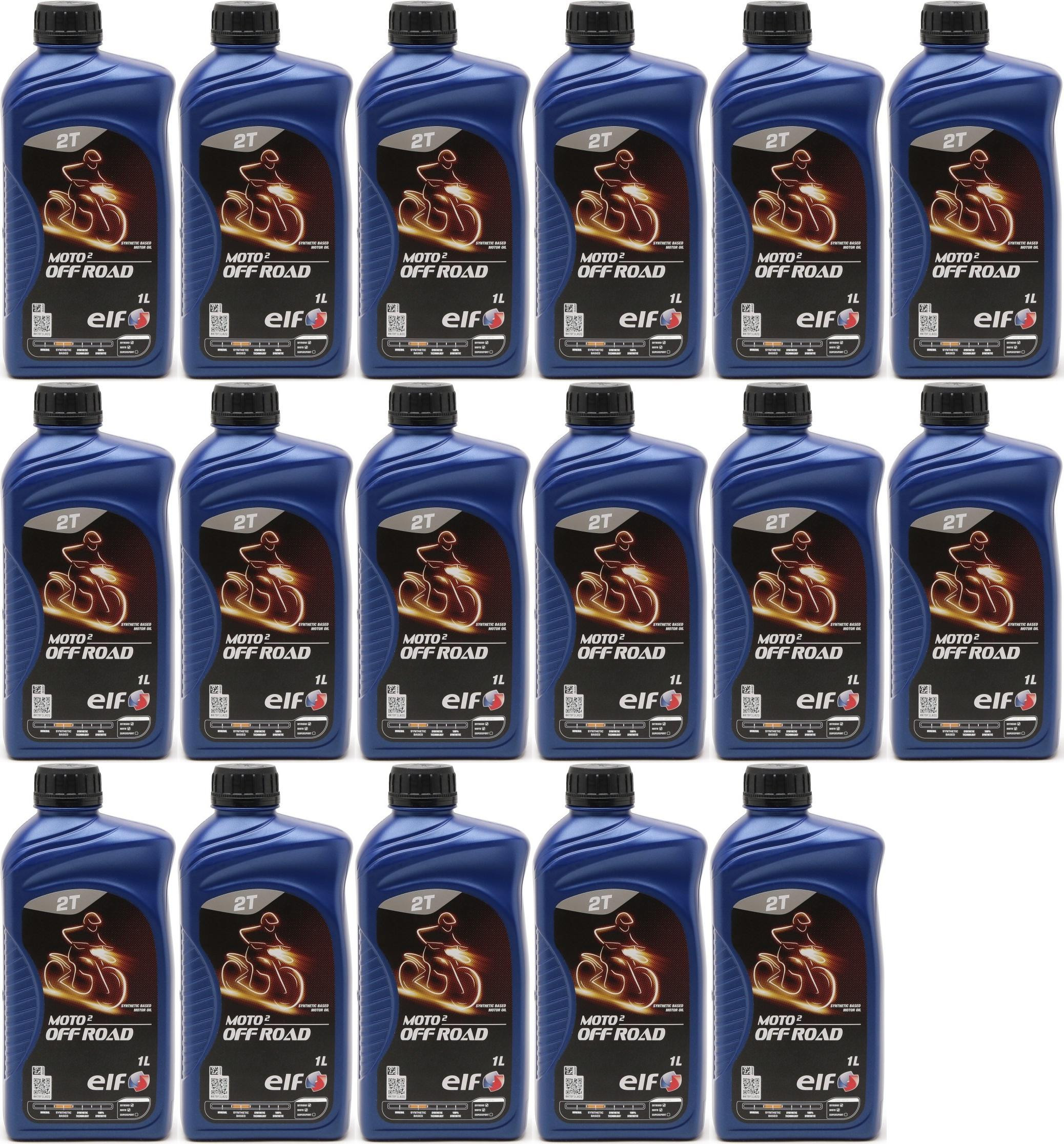 Elf Moto 2 Off Road teilsynthetisches 2T Motorrad Motorenöl 17x 1l = 17 Liter