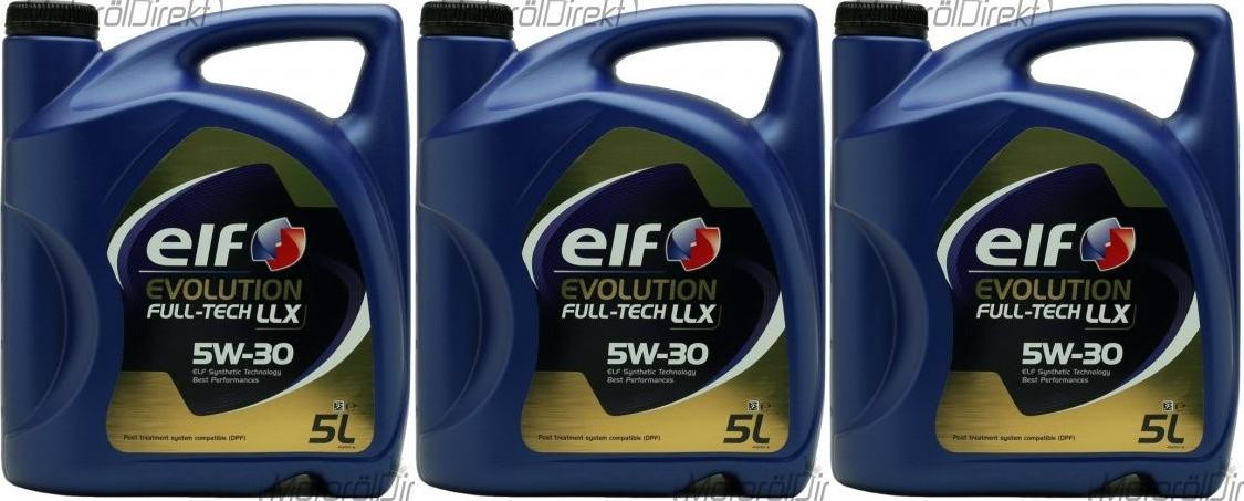 Elf Evolution FULL-TECH LLX 5W-30 Motoröl 3x 5 = 15 Liter - SAE 5W-30 ...