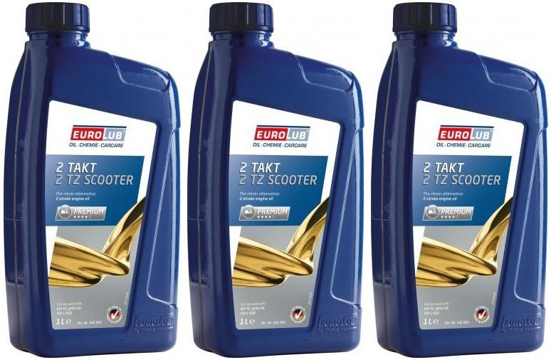 EUROLUB 2 TZ Scooter teilsynthetisches 2 Takt Motorrad Motoröl 3x 1l = 3 Liter
