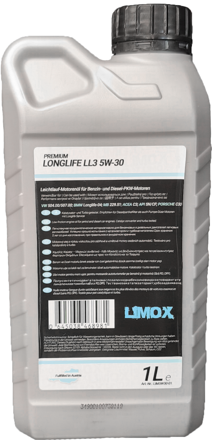 LIMOX Platinum Longlife LL3 5W-30 Motoröl 1Liter