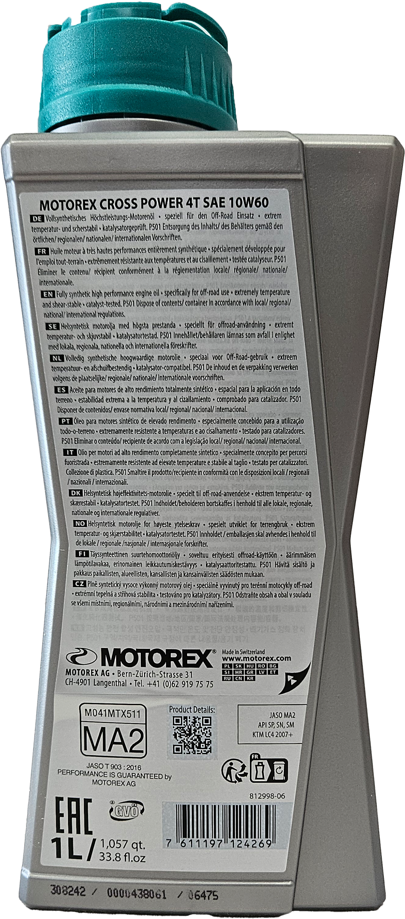 MOTOREX 4T Cross Power SAE 10W-60 Motorrad Motoröl 1l