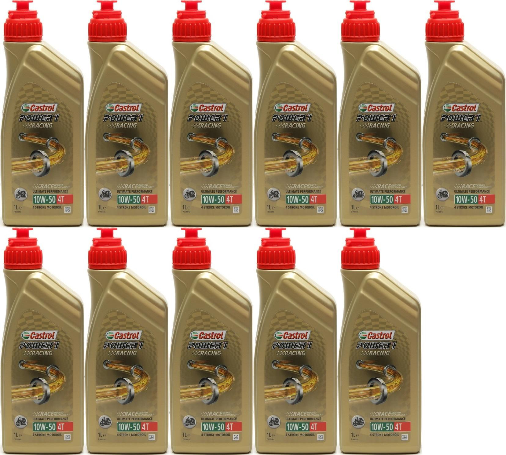 Castrol Power 1 Racing 4T 10W-50 Motorrad Motoröl 11x 1l = 11 Liter