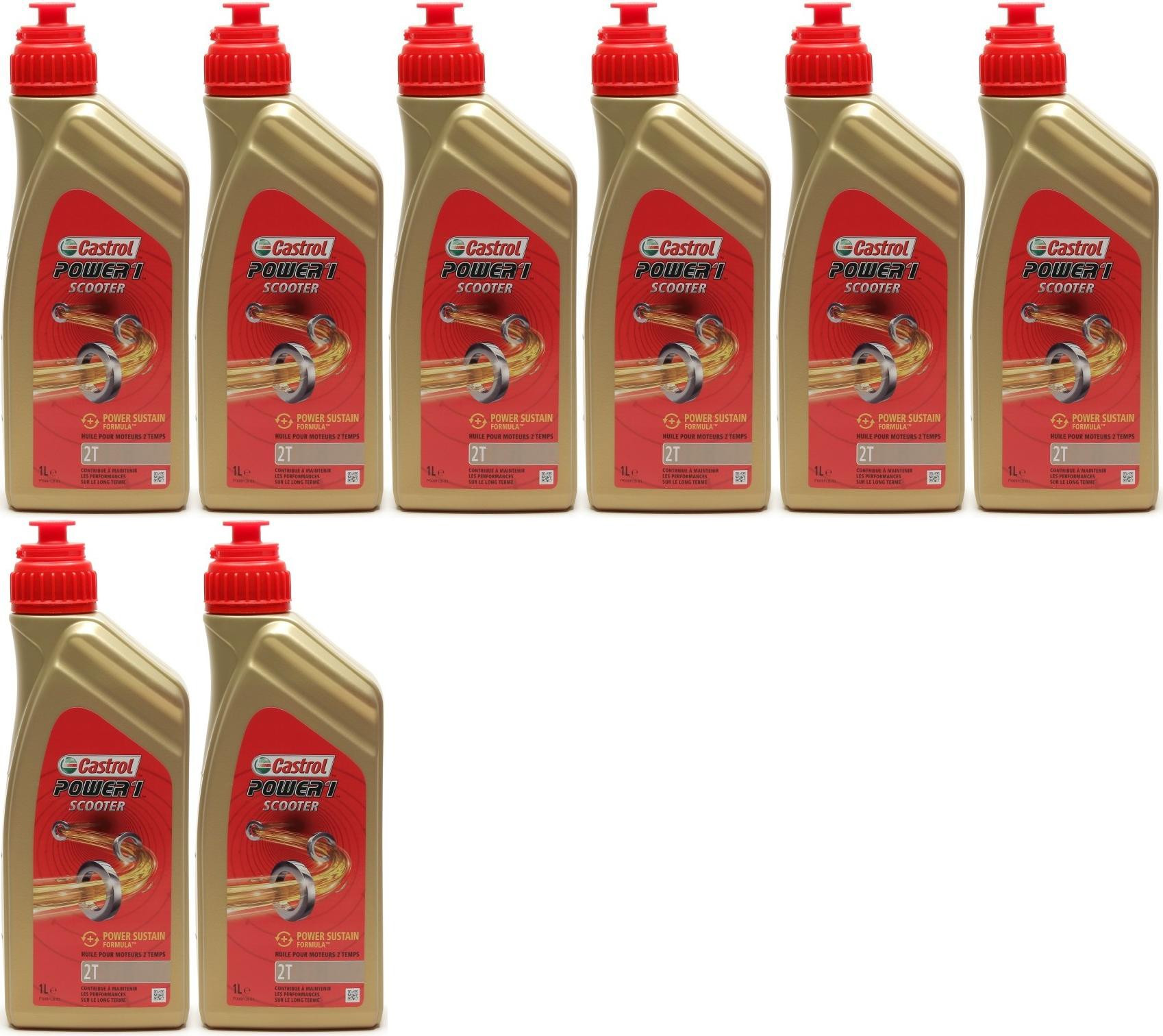 Castrol Power 1 Scooter 2T teilsynthetisches Motorrad Motoröl 8x 1l = 8 Liter