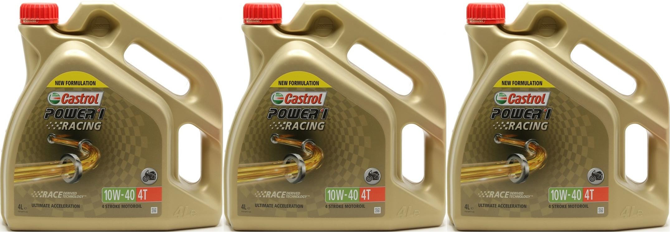 Castrol Power 1 Racing 4T 10W-40 Motorrad Motoröl 3x 4l = 12 Liter