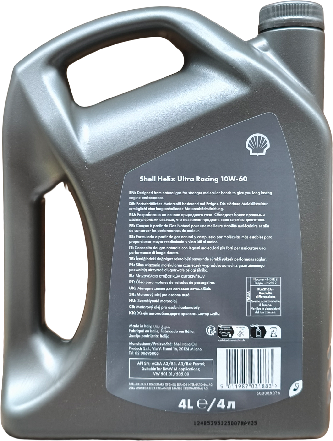 Shell Helix Ultra Racing 10W-60 Motoröl 4l Kanne