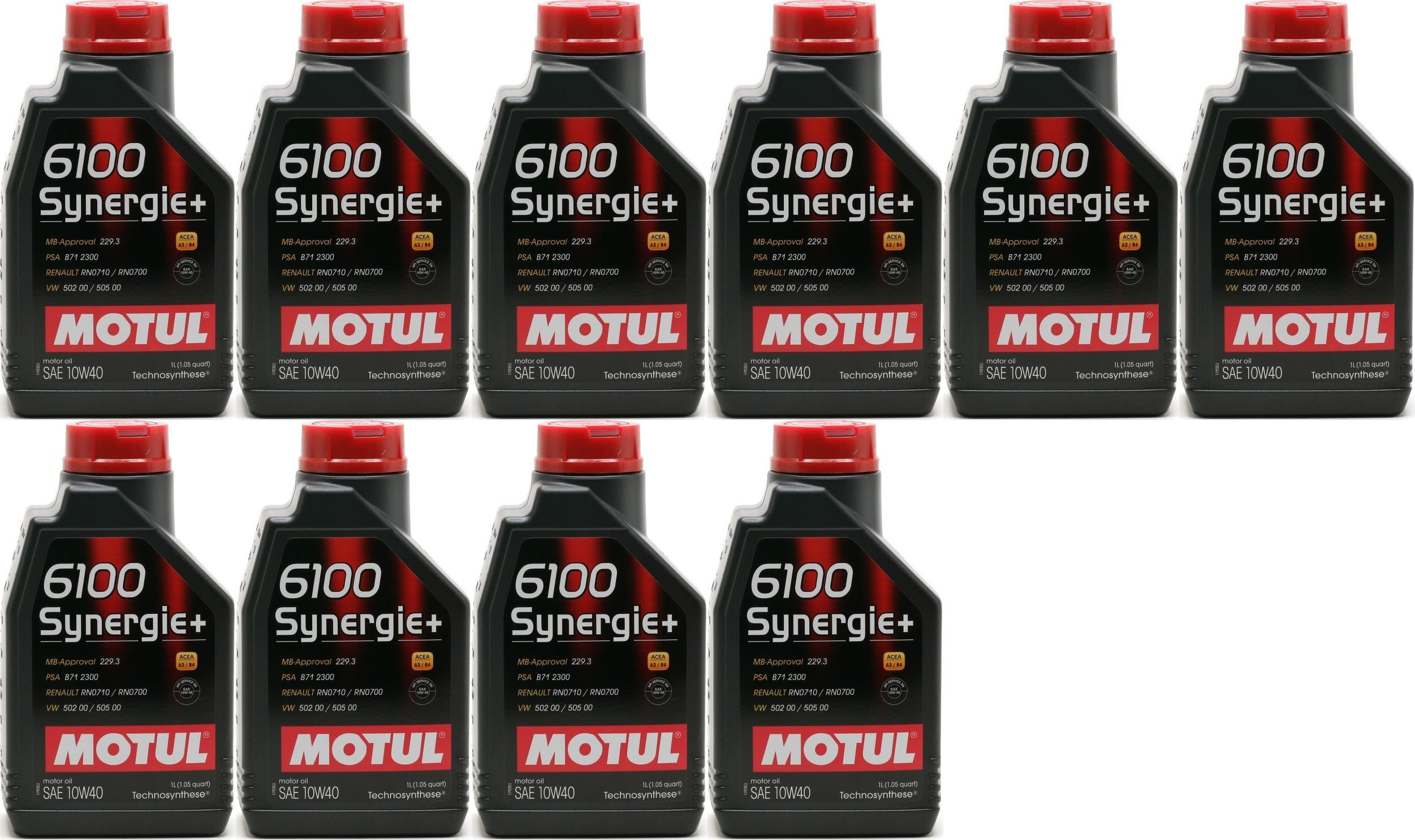 Motul 6100 Synergie+ 10W40 Motoröl 10x 1l = 10 Liter