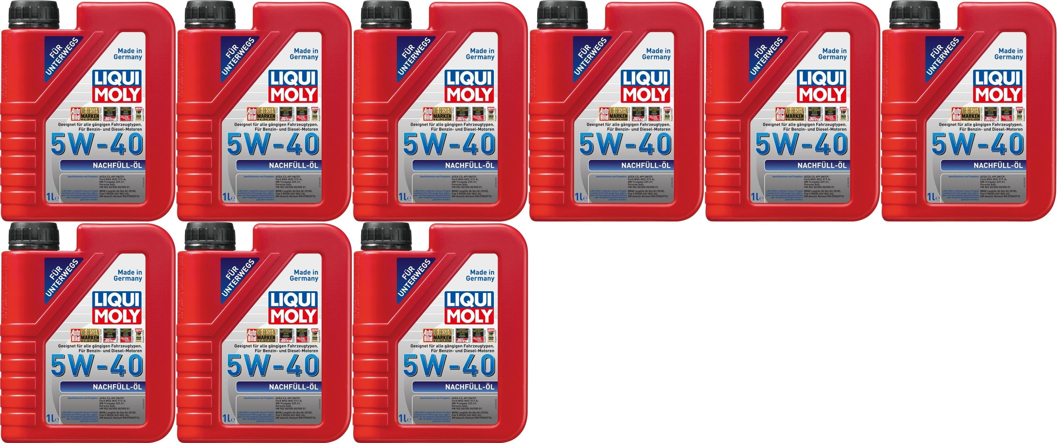 Liqui Moly 1305 Nachfüll Öl 5W-40 Motoröl 9x 1l = 9 Liter